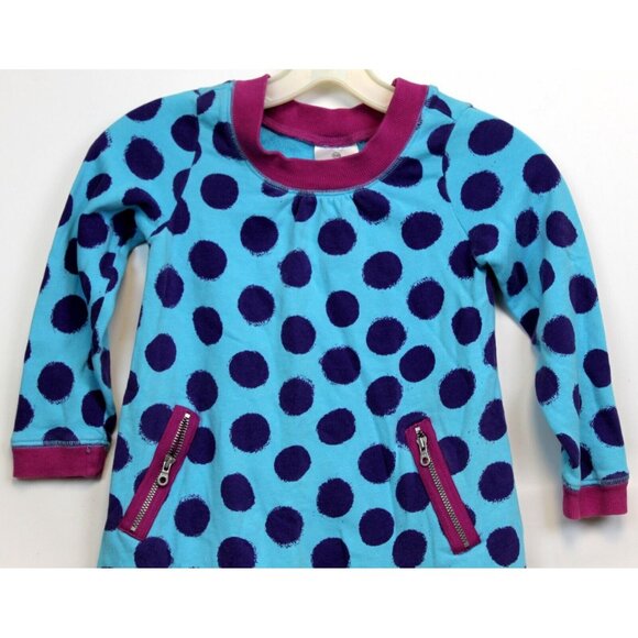 Hanna Andersson Blue Purple Polka Dot Girls Dress Sz 110 US 5 Long Sleeve - Picture 2 of 7